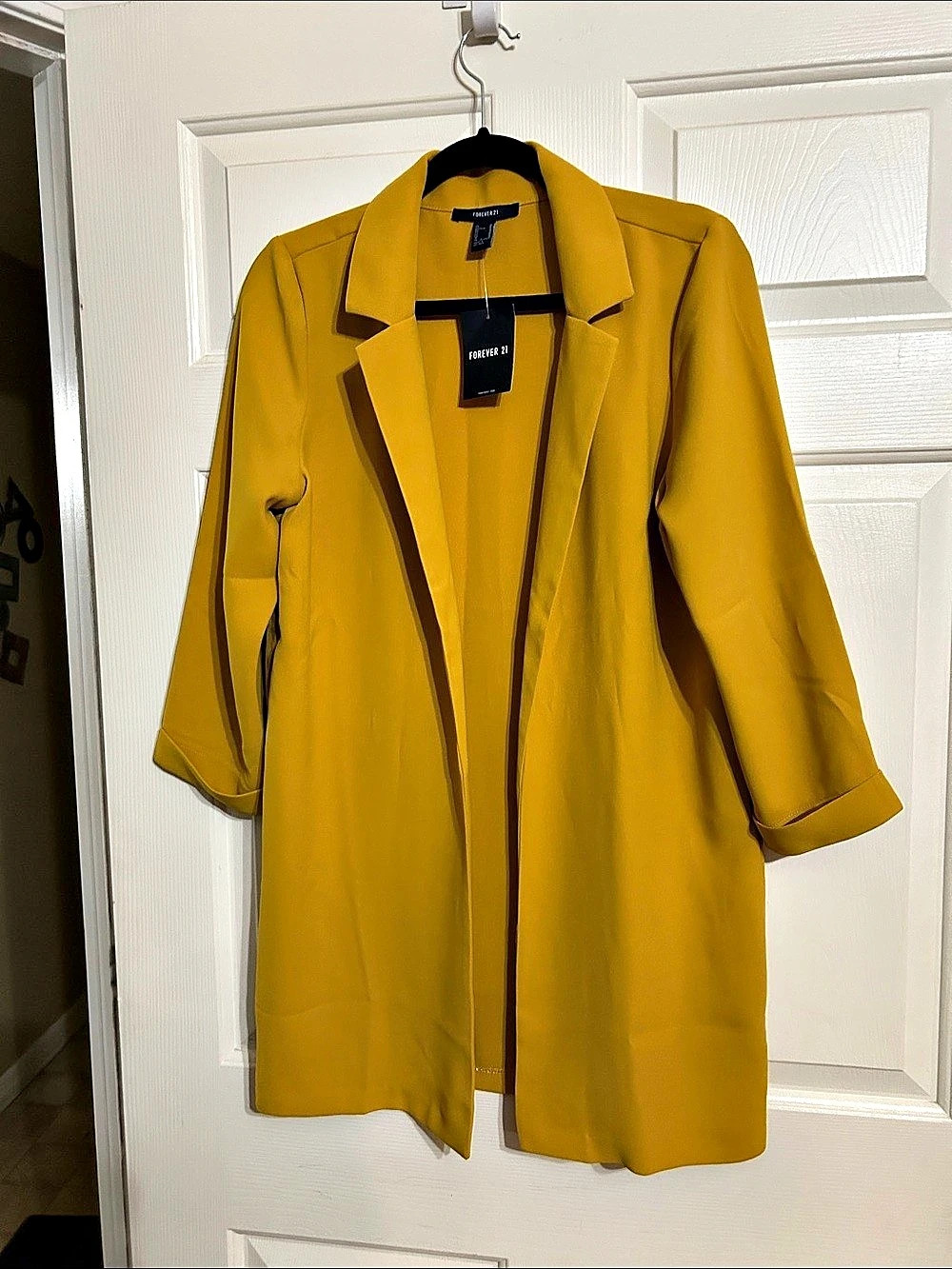 Forever 21 Yellow Open Front Coat